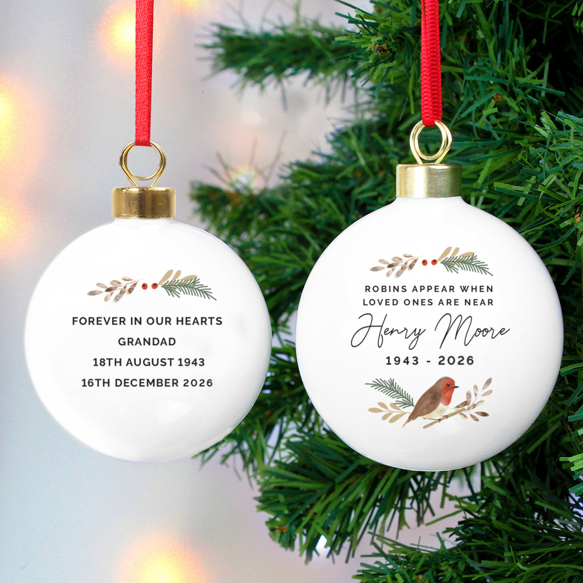 Personalised Robin Bauble for Christmas