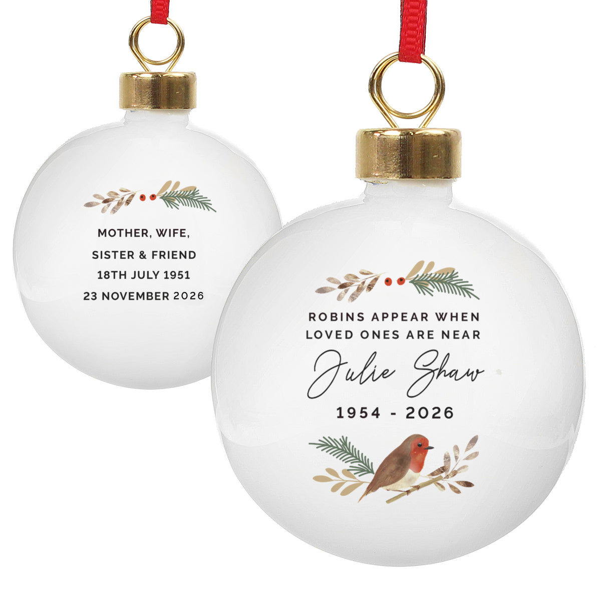 Personalised Robin Bauble for Christmas