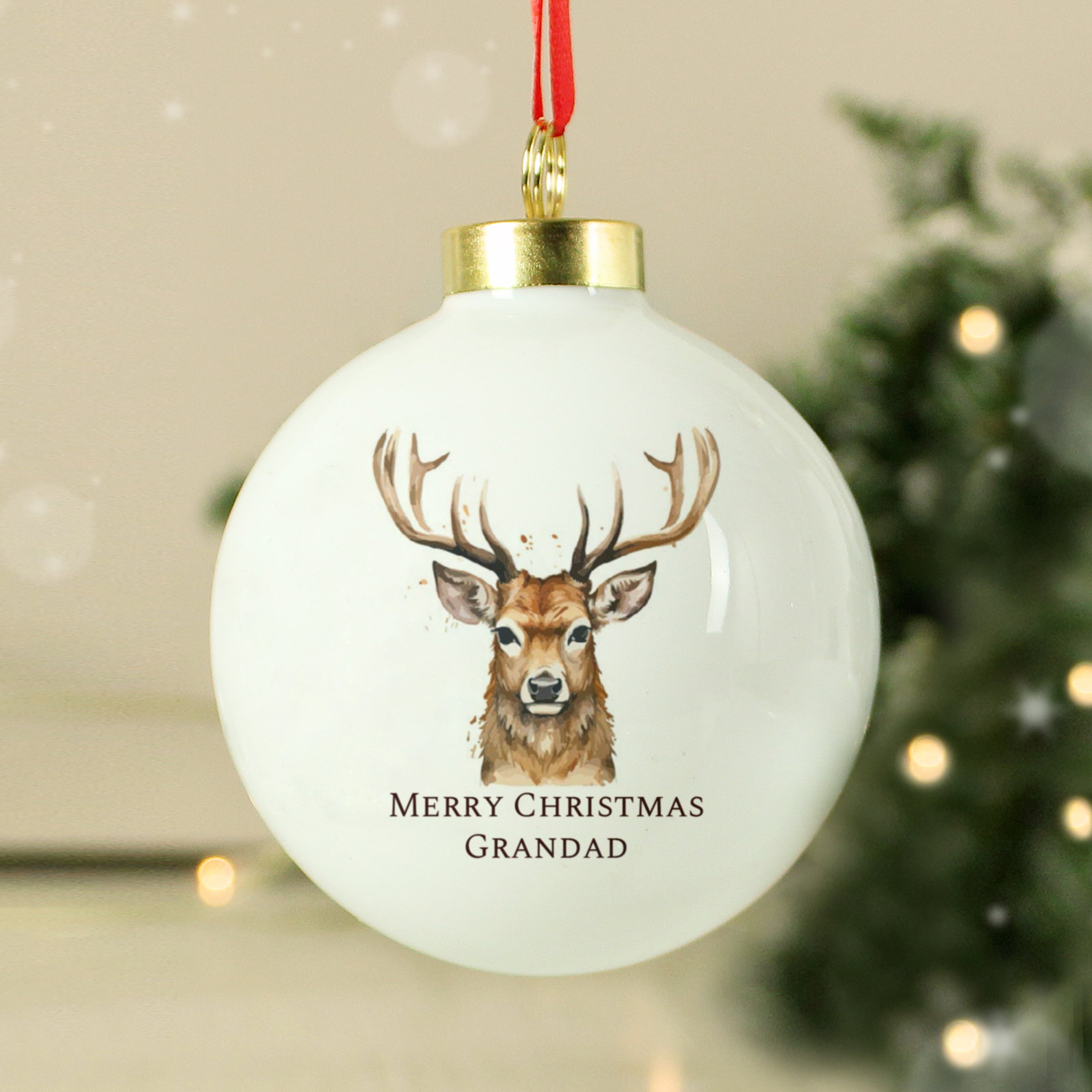 Personalised Watercolour Stag Bauble |  | Inspired Creative Gifts