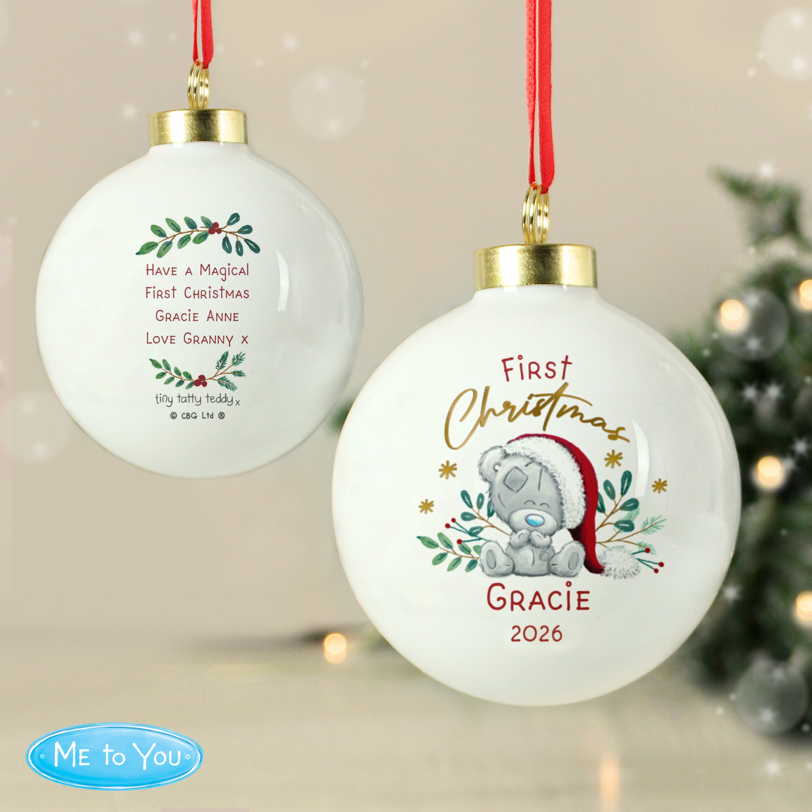 Personalised First Christmas Tiny Tatty Teddy Bauble |  | Inspired Creative Gifts