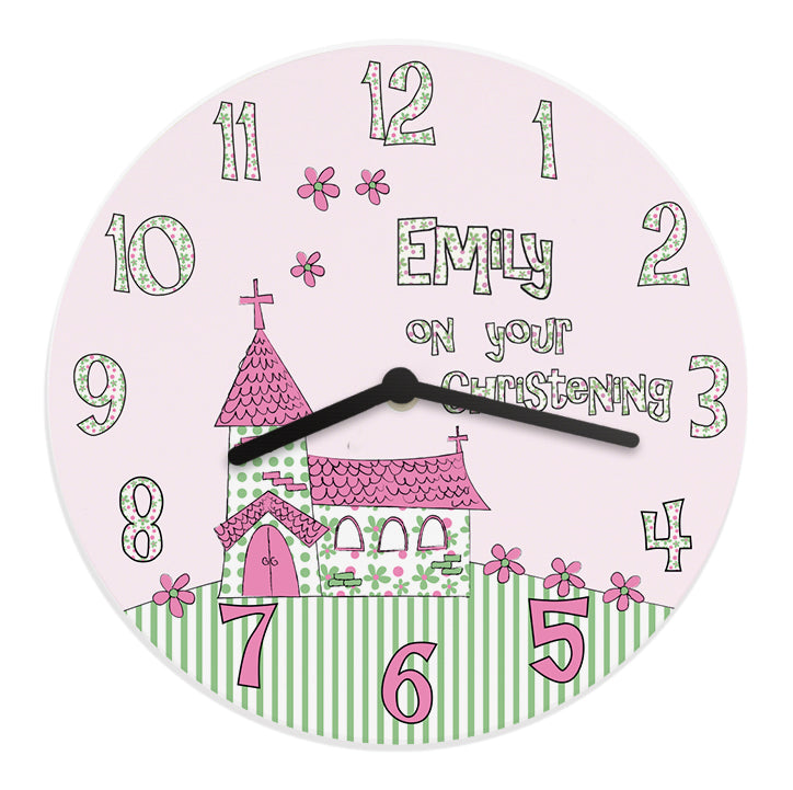 Personalised Whimsical Church Christening Clock - Clocks & Watches - Inspired Creative Gifts