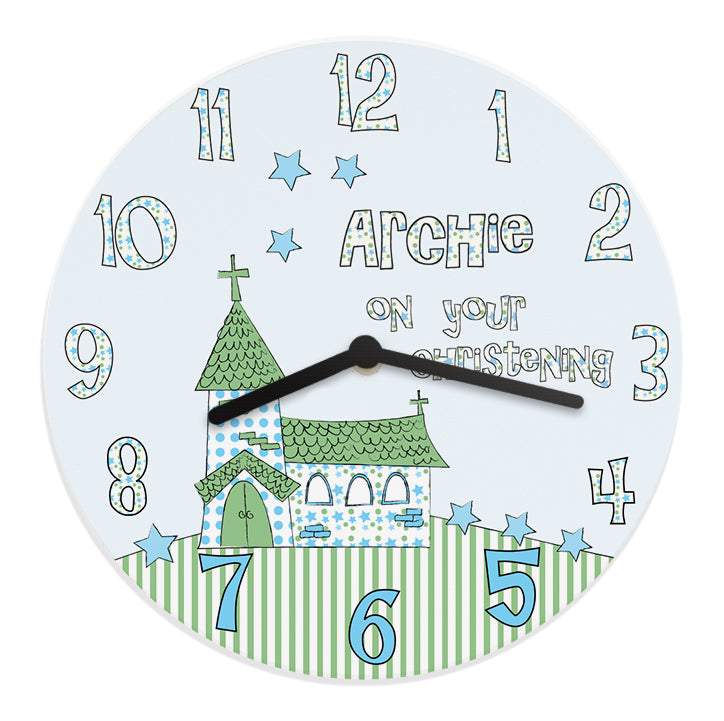 Personalised Church Boys Christening Clock - Clocks & Watches - Inspired Creative Gifts
