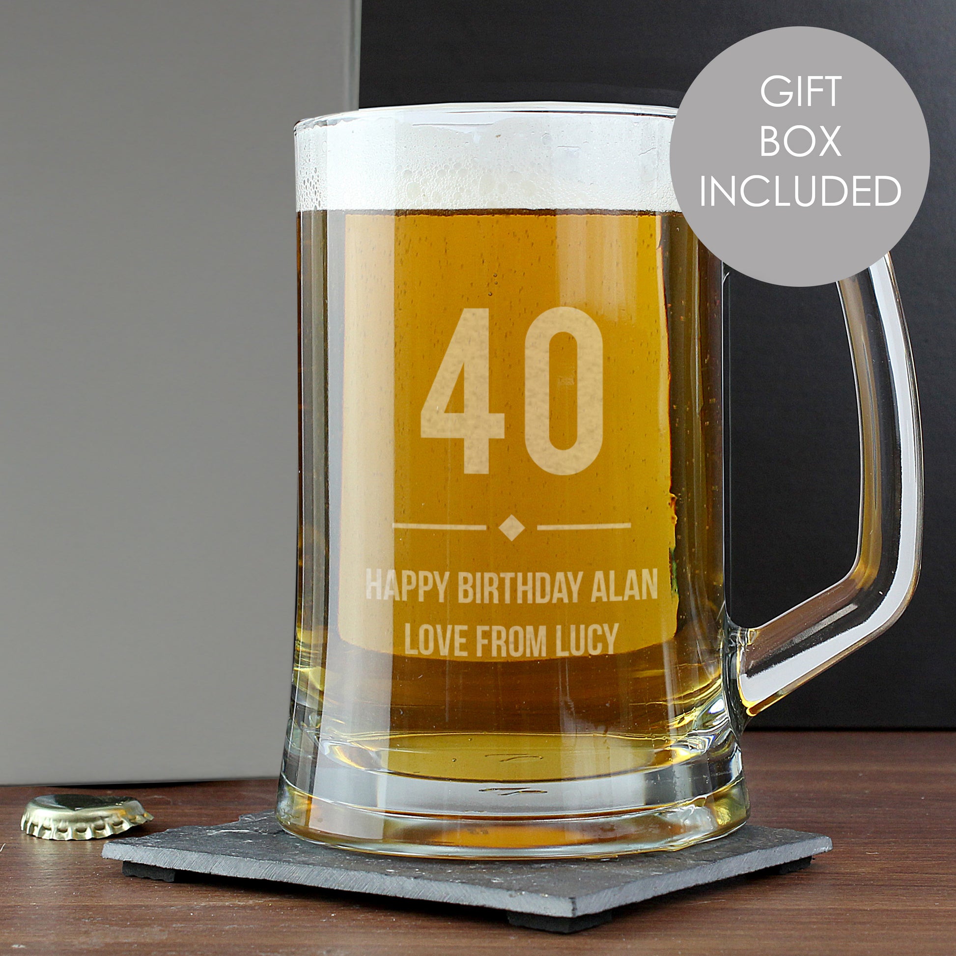 Personalised Big Age Glass Pint Stern Tankard - Tankard - Inspired Creative Gifts