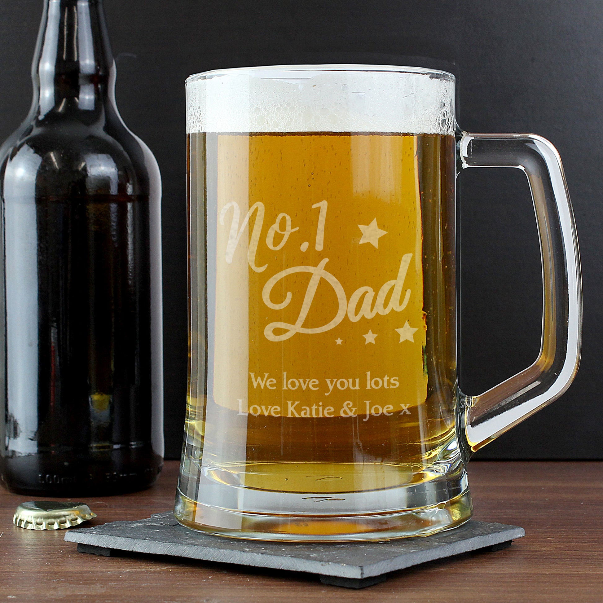 Personalised No.1 Dad Glass Pint Stern Tankard - Inspired Creative Gifts