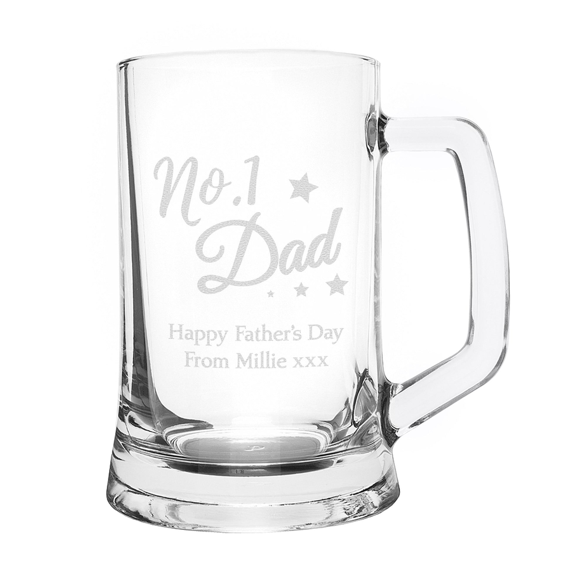 Personalised No.1 Dad Glass Pint Stern Tankard - Inspired Creative Gifts