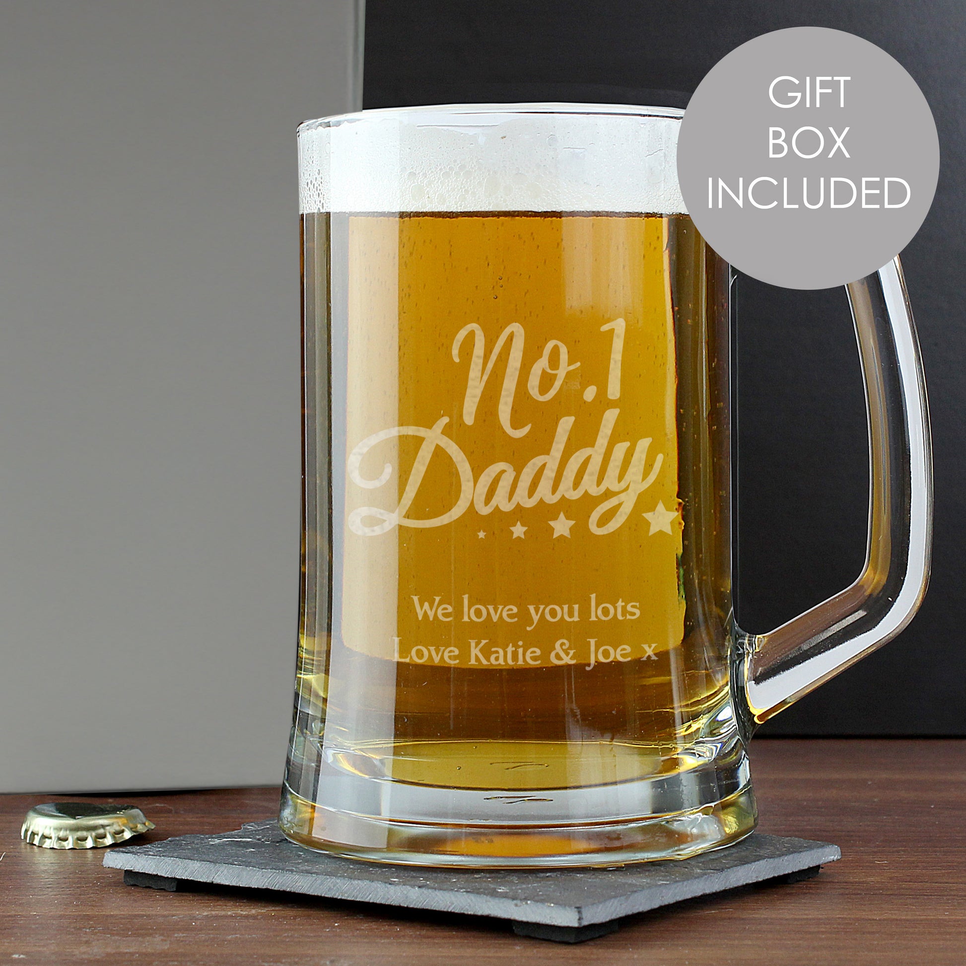 Personalised No.1 Daddy Glass Pint Stern Tankard - Inspired Creative Gifts
