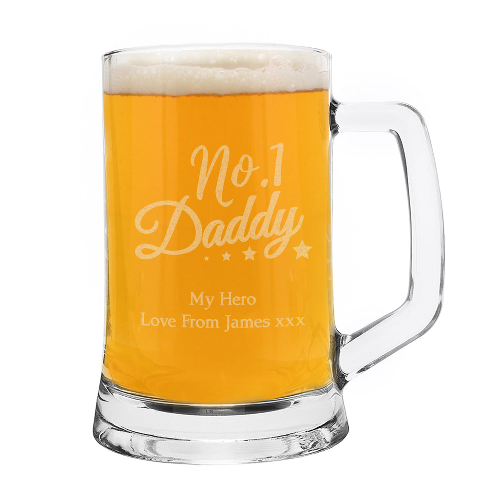 Personalised No.1 Daddy Glass Pint Stern Tankard - Tankard - Inspired Creative Gifts