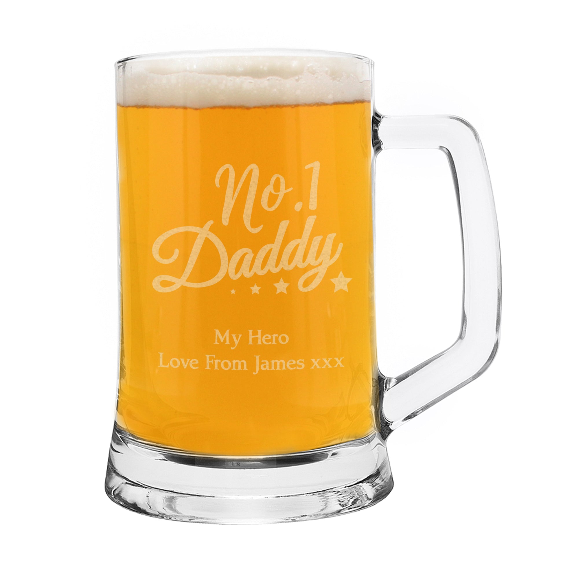 Personalised No.1 Daddy Glass Pint Stern Tankard - Inspired Creative Gifts