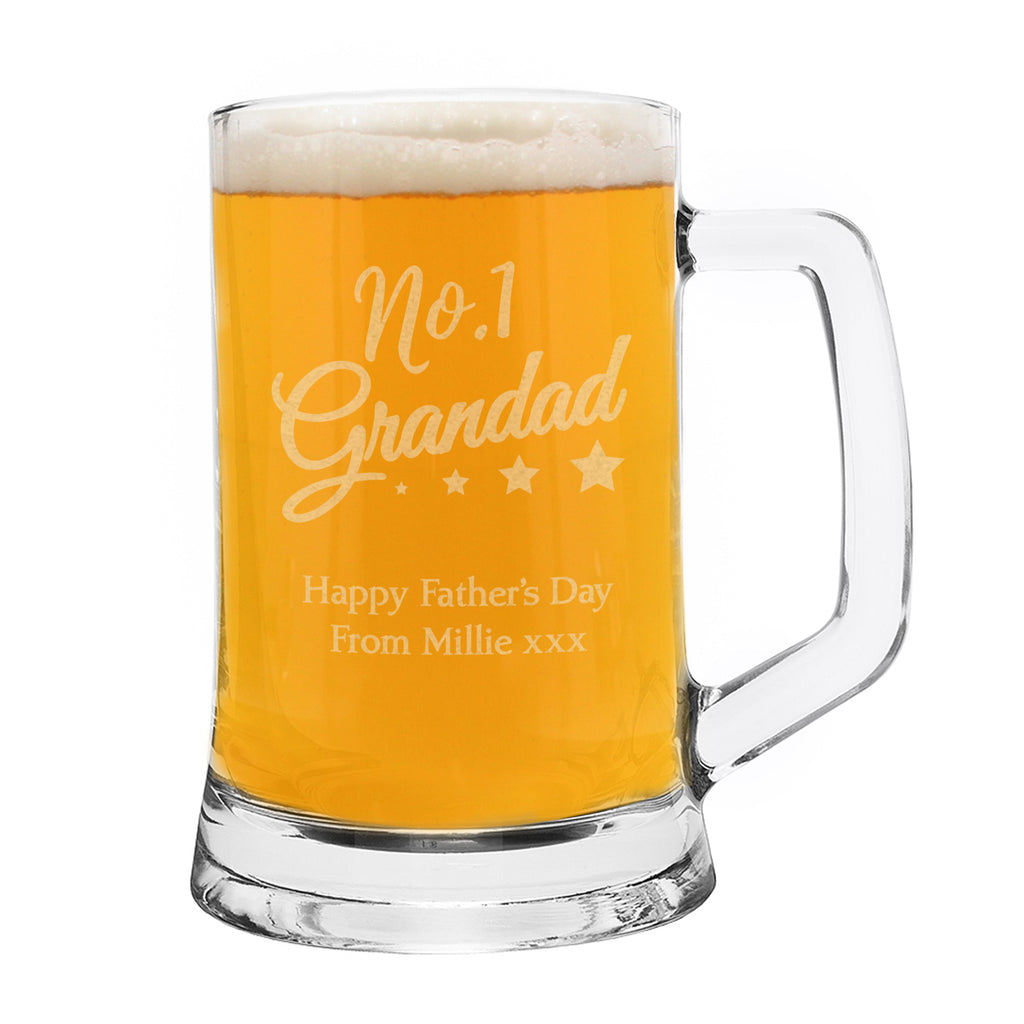 Personalised No.1 Grandad Glass Pint Stern Tankard - Tankard - Inspired Creative Gifts