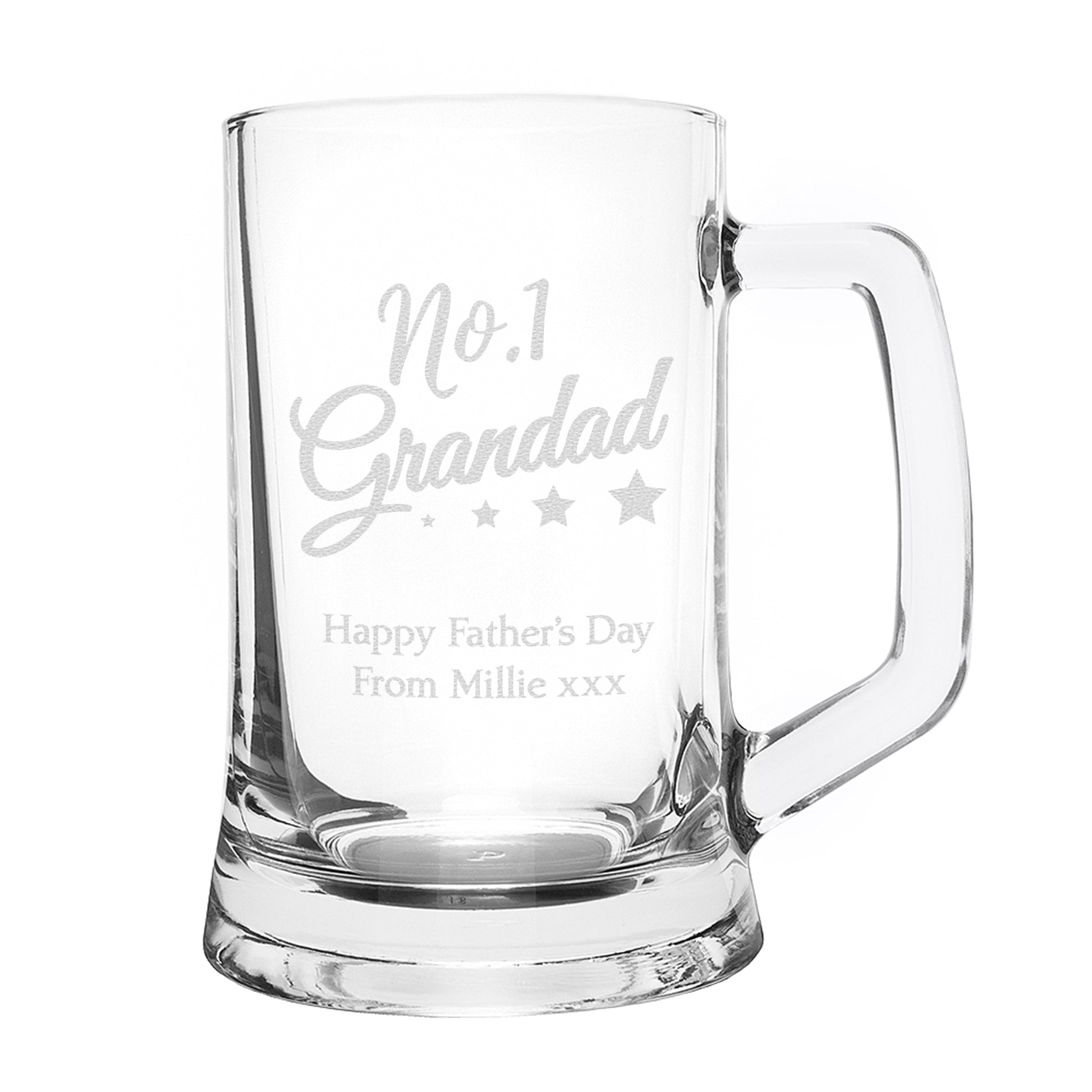 Personalised No.1 Grandad Glass Pint Stern Tankard - Inspired Creative Gifts