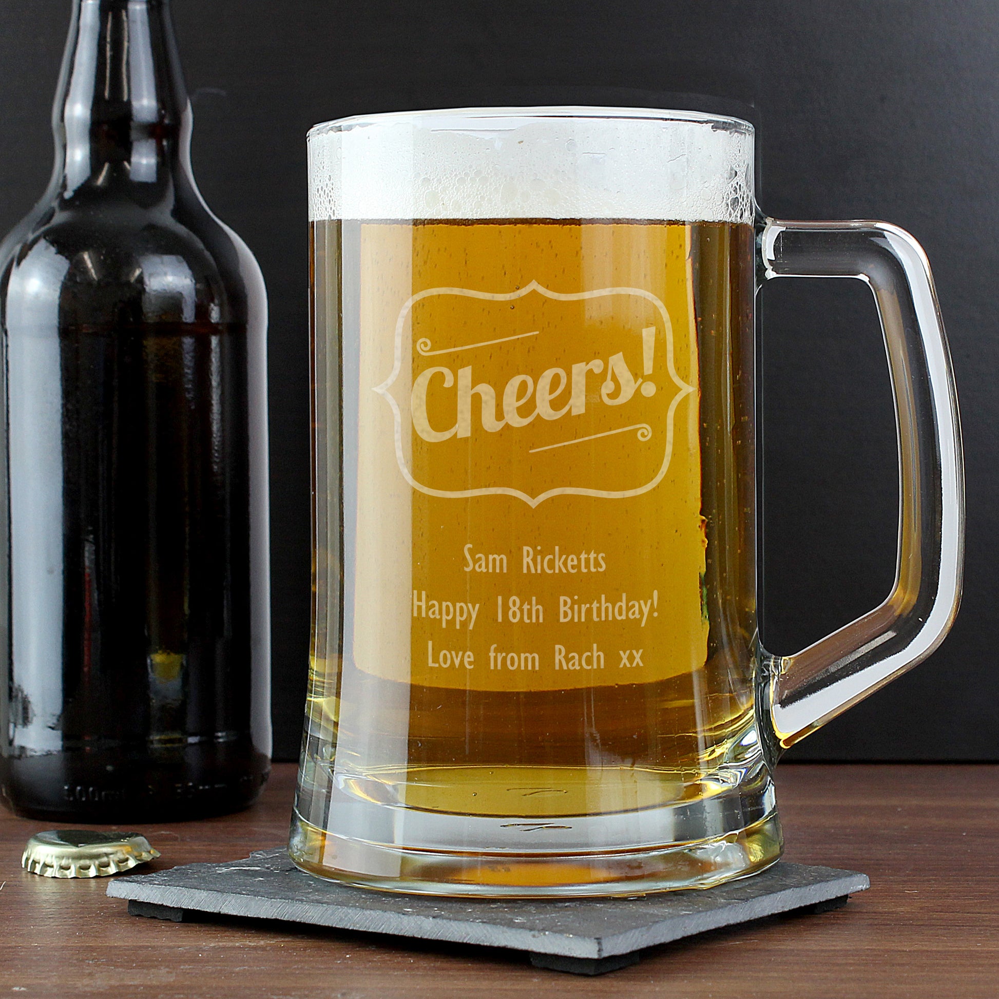 Personalised Cheers Glass Pint Stern Tankard - Inspired Creative Gifts