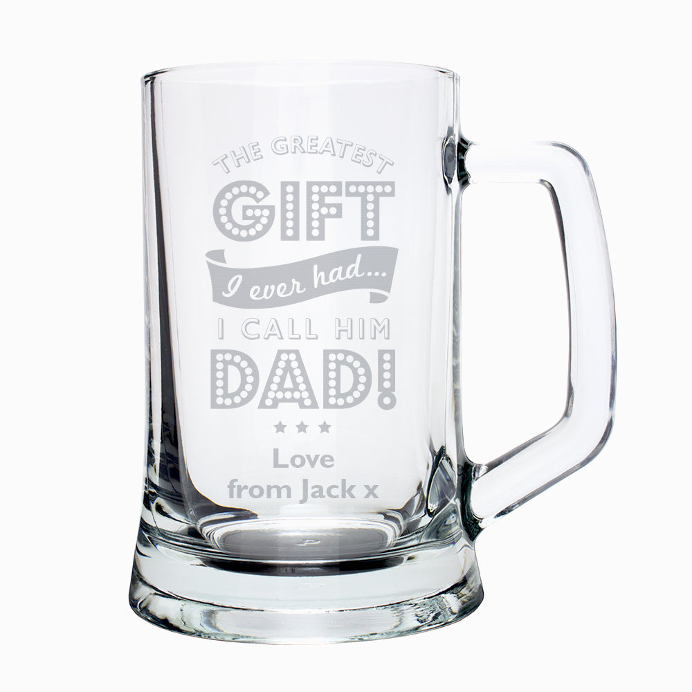 Personalised Greatest Dad Glass Pint Stern Tankard - Inspired Creative Gifts