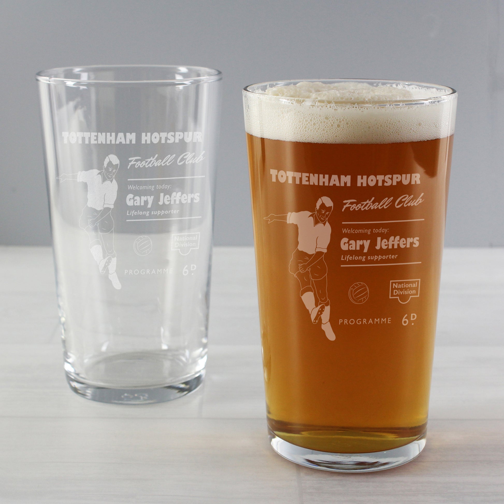 Personalised Vintage Football Supporter's Pint Glass - Inspired Creative Gifts