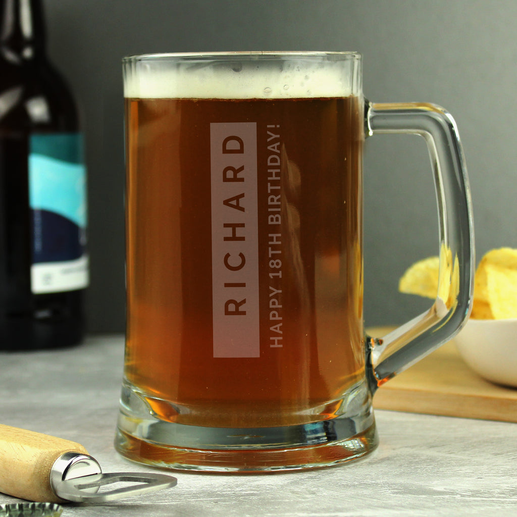 Personalised Free Text Stripe Pint Stern Tankard - Tankard - Inspired Creative Gifts