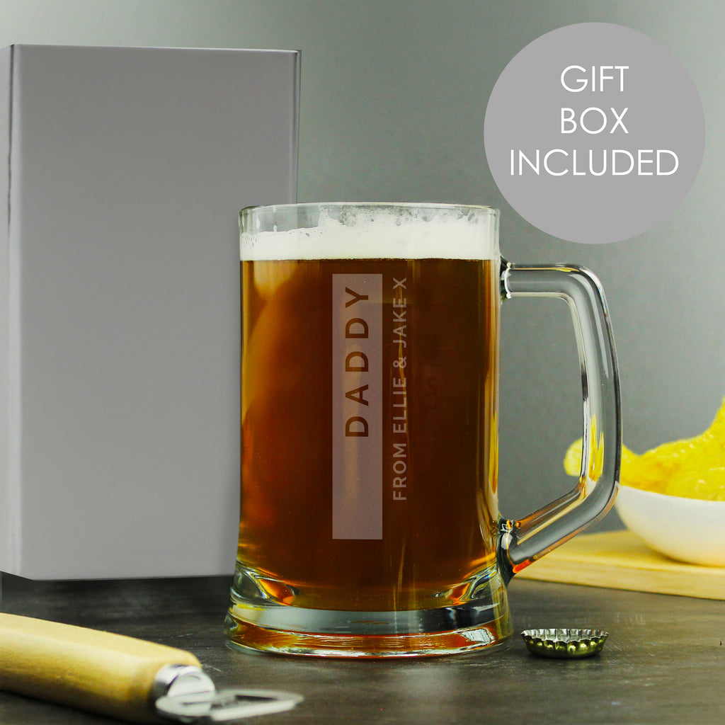 Personalised Free Text Stripe Pint Stern Tankard - Tankard - Inspired Creative Gifts