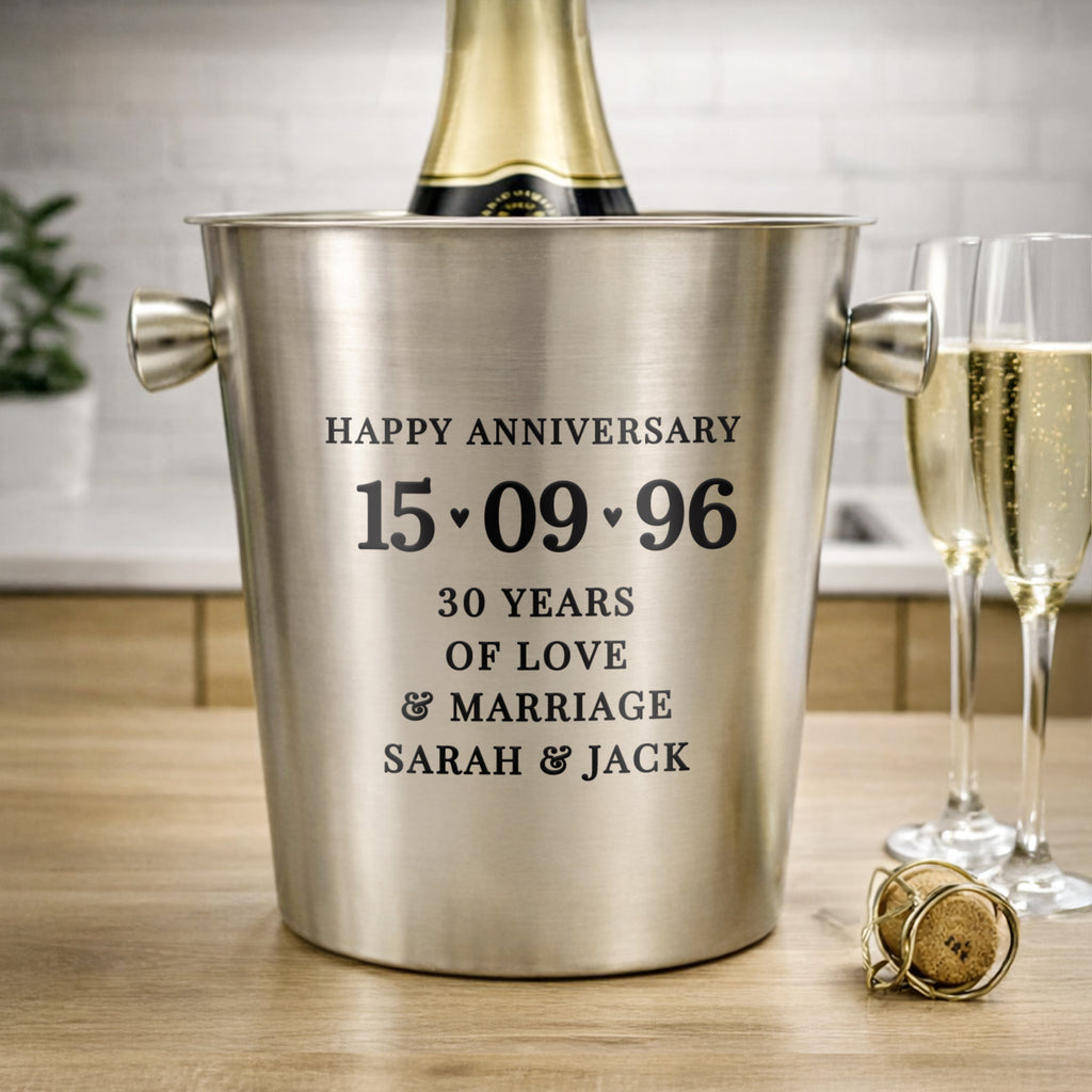 Personalised Big Date Stainless Steel Ice Bucket | Wedding Gift