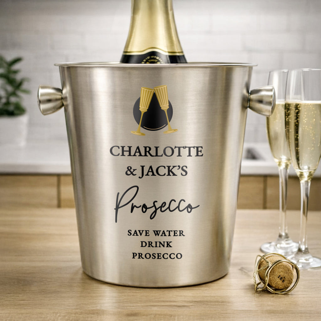 Personalised Flutes Stainless Steel Ice Bucket for Wedding