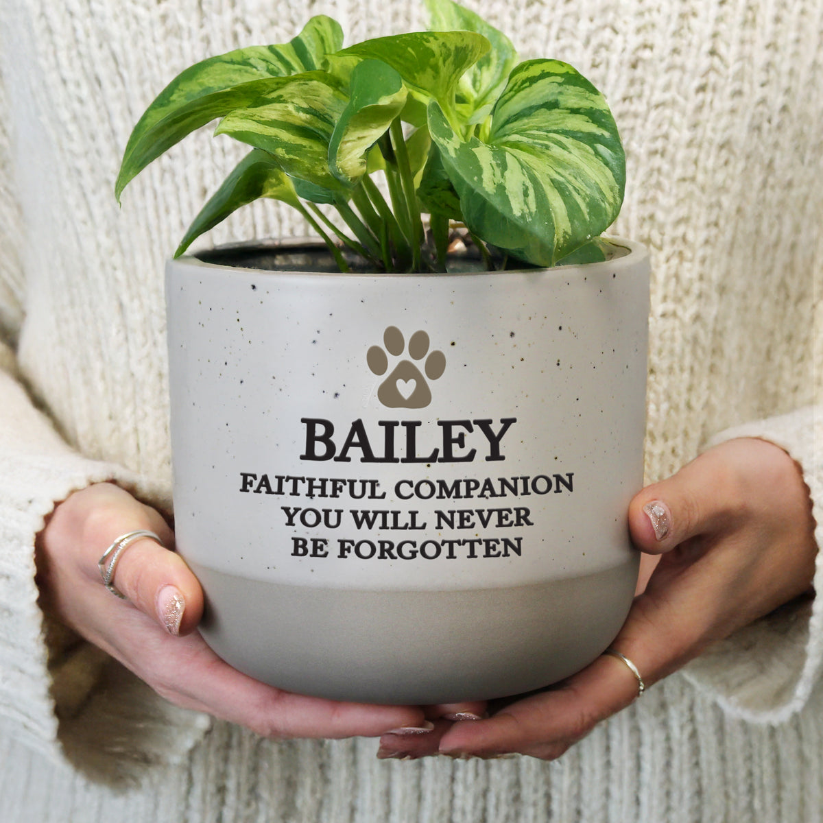 Personalised Pet Memorial Flecked Plant Pot | Memorial Gift