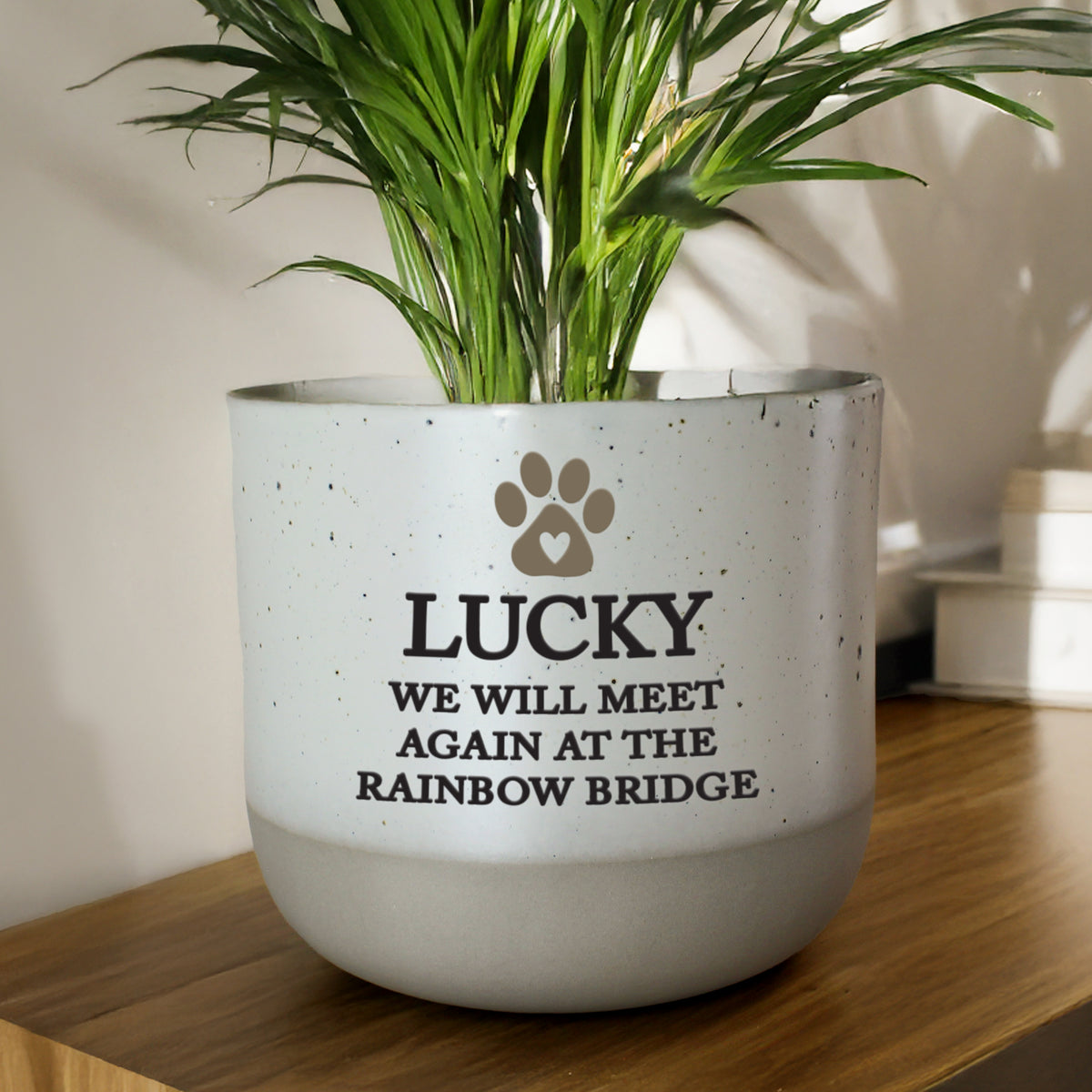 Personalised Pet Memorial Flecked Plant Pot | Memorial Gift