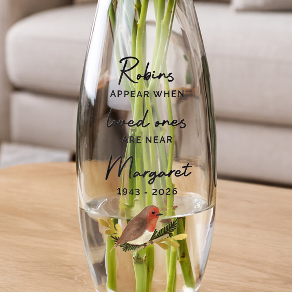 Personalised Robins Appear Bullet Vase | Vases | Inspired Creative Gifts