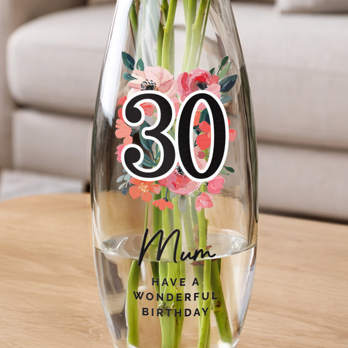 Personalised Floral Big Age Bullet Vase | Anniversary Gift
