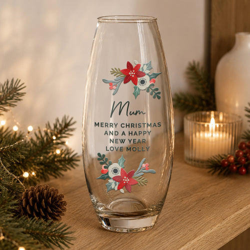 Personalised Poinsettia Bullet Vase | Vases