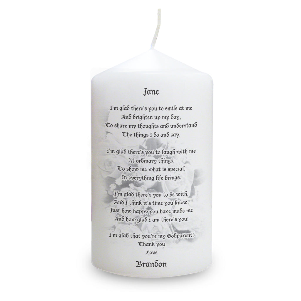 Personalised Godparent Pillar Candle | Candles & Reed Diffusers