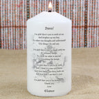 Personalised Godparent Pillar Candle | Candles & Reed Diffusers