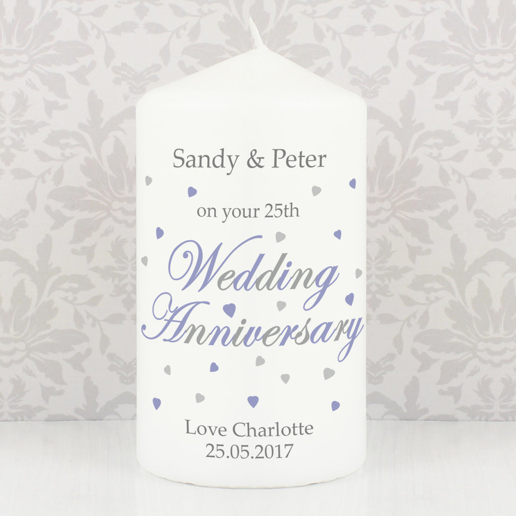 Personalised Anniversary Pillar Candle | Candles & Reed Diffusers | Anniversary Gift