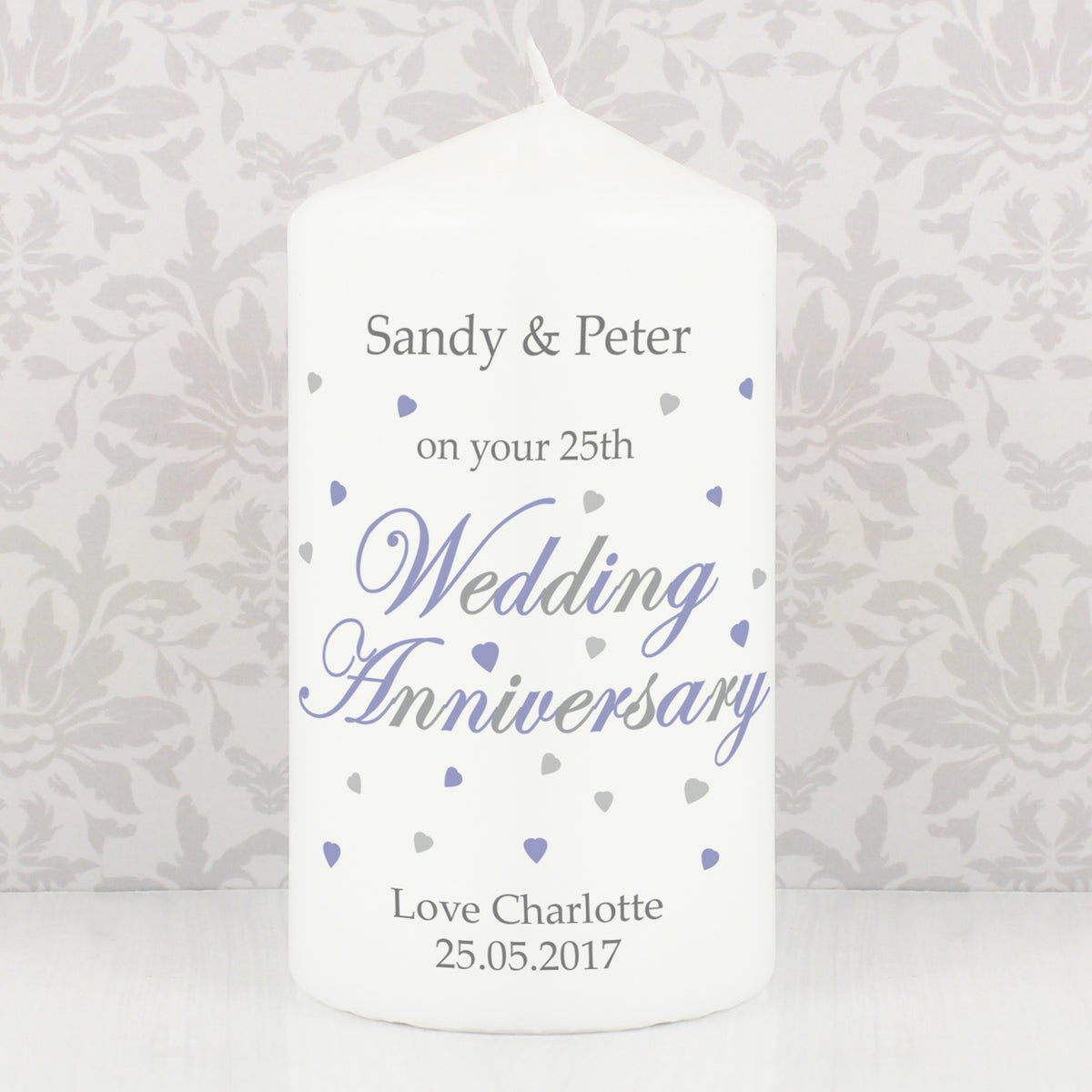 Personalised Anniversary Pillar Candle | Candles & Reed Diffusers | Anniversary Gift
