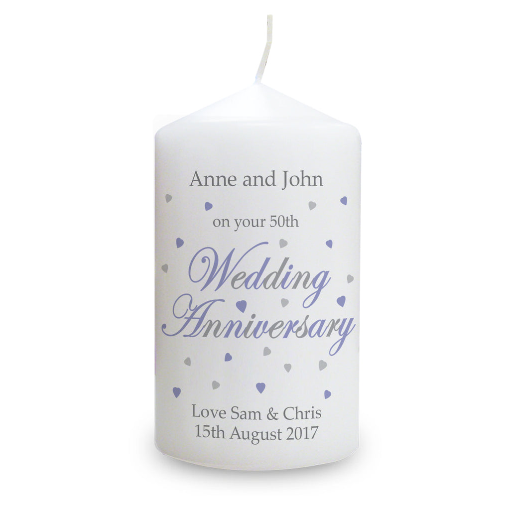 Personalised Anniversary Pillar Candle | Candles & Reed Diffusers | Anniversary Gift