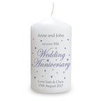 Personalised Anniversary Pillar Candle | Candles & Reed Diffusers | Anniversary Gift
