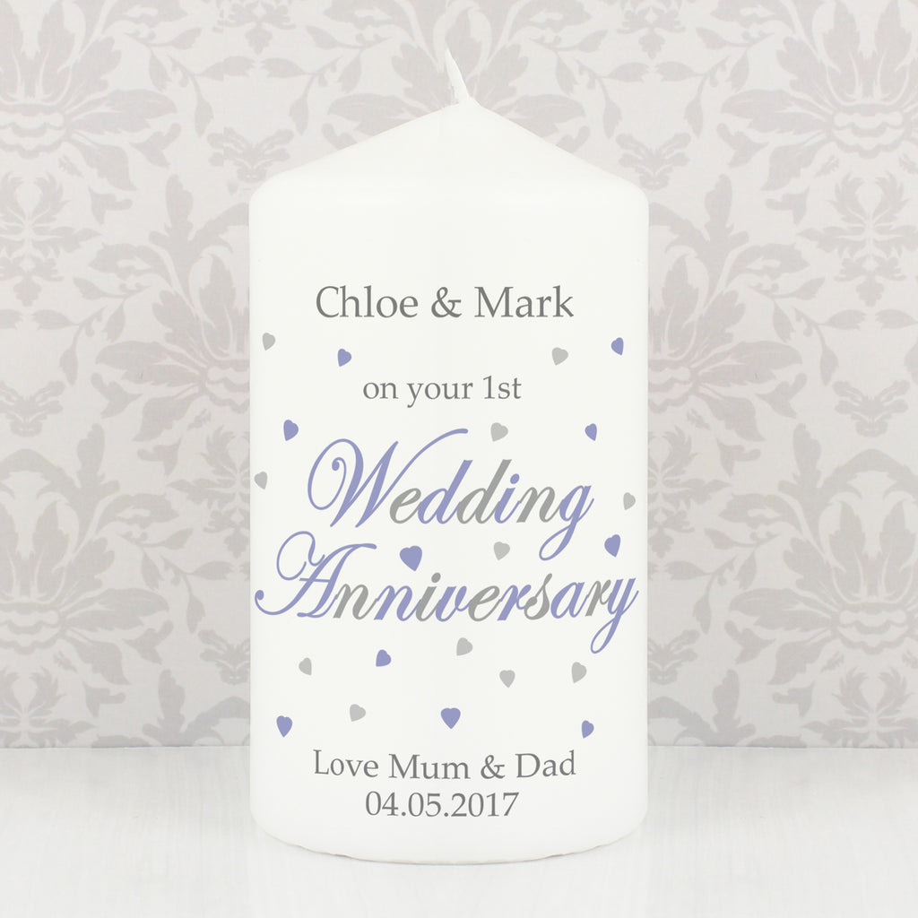 Personalised Anniversary Pillar Candle | Candles & Reed Diffusers | Anniversary Gift
