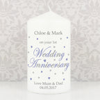 Personalised Anniversary Pillar Candle | Candles & Reed Diffusers | Anniversary Gift