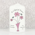 Personalised Flower in Vase Message Pillar Candle | Candles & Reed Diffusers | Inspired Creative Gifts