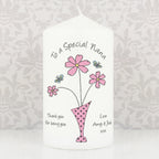 Personalised Flower in Vase Message Pillar Candle | Candles & Reed Diffusers | Inspired Creative Gifts