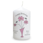 Personalised Flower in Vase Message Pillar Candle | Candles & Reed Diffusers | Inspired Creative Gifts