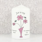 Personalised Flower in Vase Message Pillar Candle | Candles & Reed Diffusers | Inspired Creative Gifts