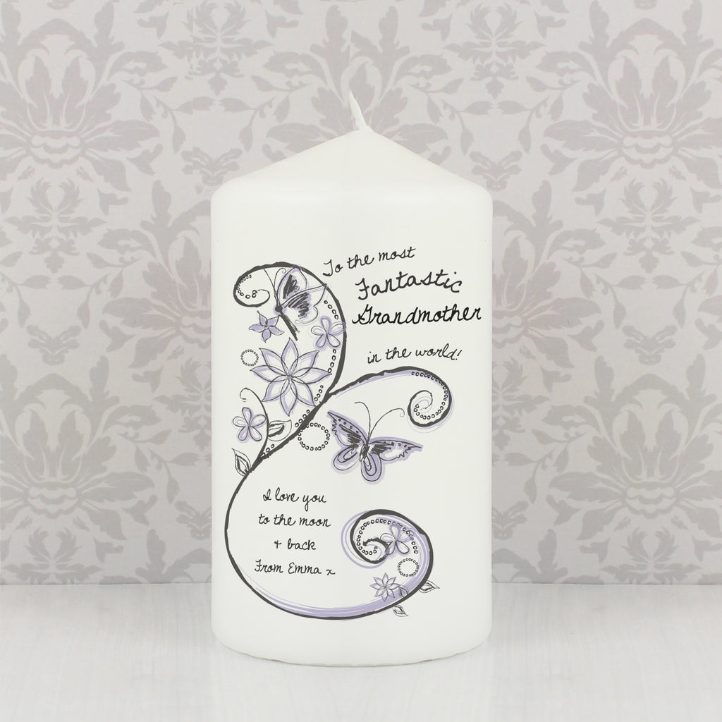 Personalised Flower Pattern Pillar Candle | Mother's Day Gift