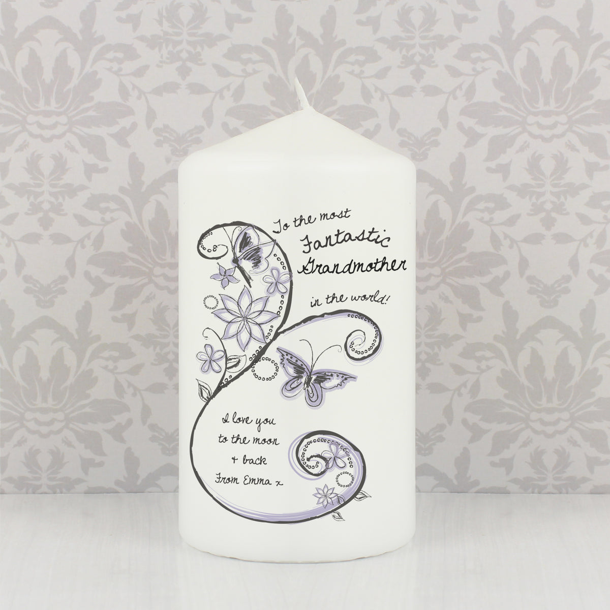 Personalised Flower Pattern Pillar Candle | Mother's Day Gift