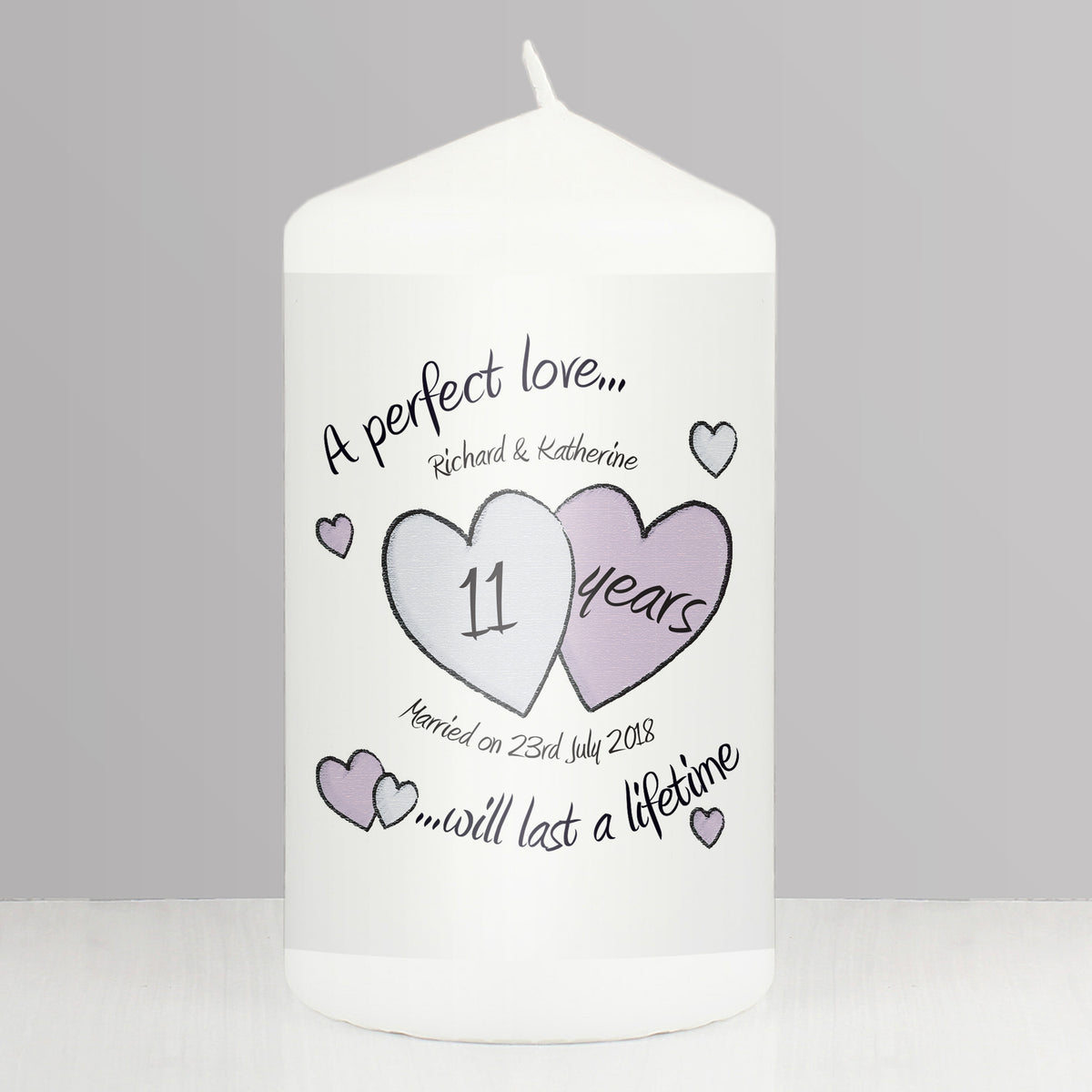 Personalised A Perfect Love Anniversary Pillar Candle | Anniversary Gift