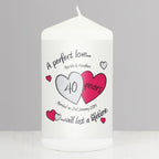 Personalised A Perfect Love Ruby Anniversary Pillar Candle for Anniversary