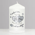 Personalised A Perfect Love Silver Anniversary Pillar Candle | Candles & Reed Diffusers | Inspired Creative Gifts