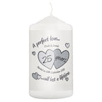 Personalised A Perfect Love Silver Anniversary Pillar Candle | Candles & Reed Diffusers | Inspired Creative Gifts