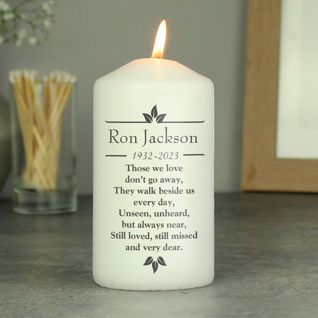 Personalised Sentiments 'Those We Love' Pillar Candle for Memorial