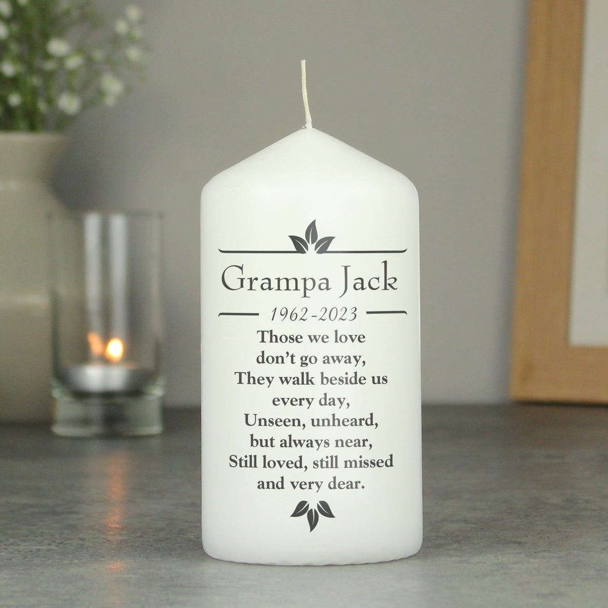 Personalised Sentiments 'Those We Love' Pillar Candle for Memorial