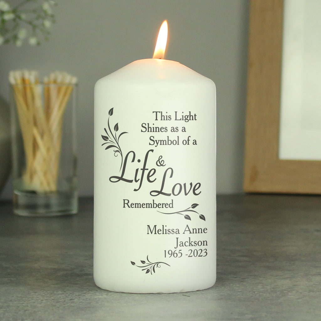 Personalised Life & Love Pillar Candle | Candles & Reed Diffusers | Inspired Creative Gifts
