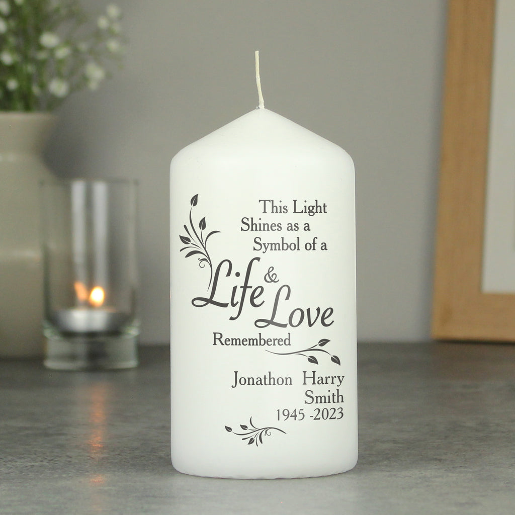 Personalised Life & Love Pillar Candle | Candles & Reed Diffusers | Inspired Creative Gifts