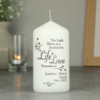 Personalised Life & Love Pillar Candle | Candles & Reed Diffusers | Inspired Creative Gifts