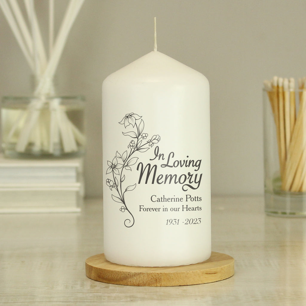 Personalised In Loving Memory Pillar Candle for Memorial